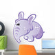 Cute Baby Grey and Pink Cartoon Elephant Wall Decal