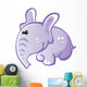 Cute Baby Grey and Pink Cartoon Elephant Wall Decal