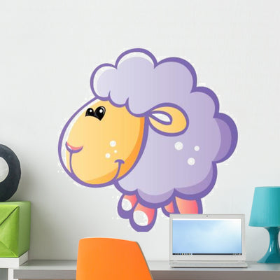 Cute Baby Lavender and Wall Decal shown on a wall