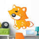 Cute Baby Orange and Yellow Cartoon Fox Wall Decal