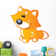 Cute Baby Orange and Yellow Cartoon Fox Wall Decal