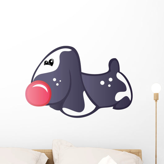 Cute Baby Whie and Black Cartoon Basset Hound Wall Decal
