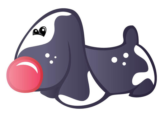 Cute Baby Whie and Black Cartoon Basset Hound Wall Decal