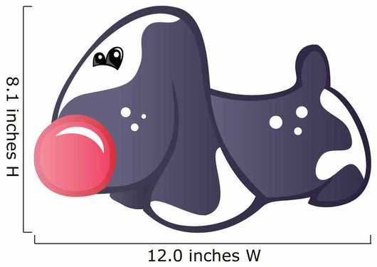 Cute Baby Whie and Black Cartoon Basset Hound Wall Decal