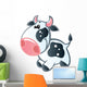 Cute Baby White and Black Spotted Cartoon Cow Wall Decal