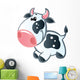 Cute Baby White and Black Spotted Cartoon Cow Wall Decal