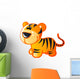 Cute Baby Yellow and Brown Cartoon Tiger Wall Decal