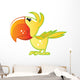 Cute Baby Yellow and Green Cartoon Parrot Wall Decal