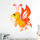 Cute Baby Yellow and Red Cartoon Butterfly Wall Decal