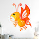 Cute Baby Yellow and Red Cartoon Butterfly Wall Decal