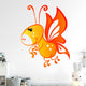 Cute Baby Yellow and Red Cartoon Butterfly Wall Decal