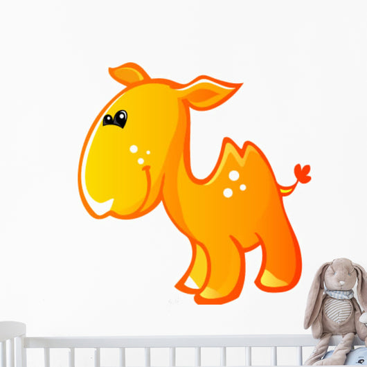 Cute Baby Yellow and Tan Cartoon Camel Wall Decal