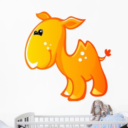 Cute Baby Yellow and Tan Cartoon Camel Wall Decal