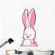 Pink Bunny With White Belly And Big Ears Wall Decal