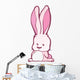 Pink Bunny With White Belly And Big Ears Wall Decal