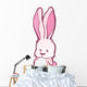 Pink Bunny With White Belly And Big Ears Wall Decal