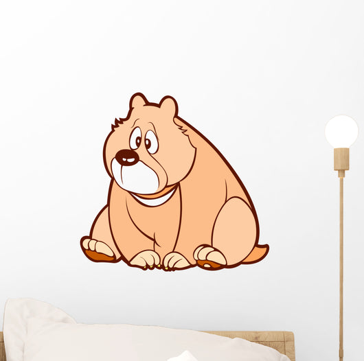 Pink Bear Sitting with Wall Decal