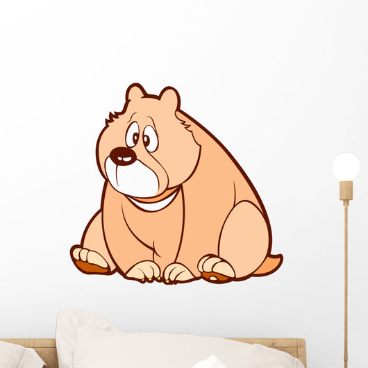 Pink Bear Sitting with Wall Decal