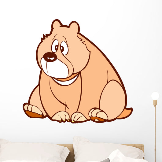 Pink Bear Sitting with Wall Decal