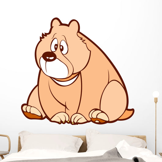 Pink Bear Sitting with Wall Decal