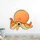 Orange Octopus with Brown Wall Decal