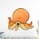 Orange Octopus with Brown Wall Decal