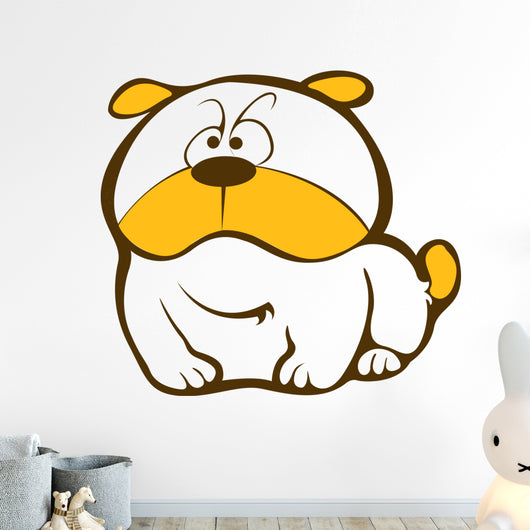 White Bulldog with Orange Wall Decal