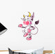 White Happy Cow with Wall Decal