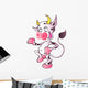 White Happy Cow with Wall Decal