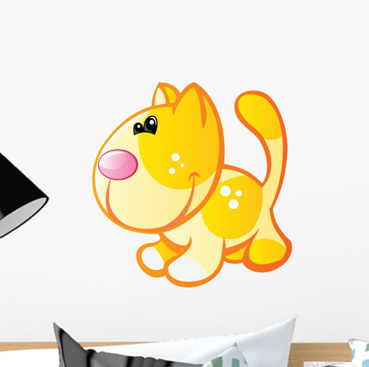 Yellow Cat with Orange Wall Decal