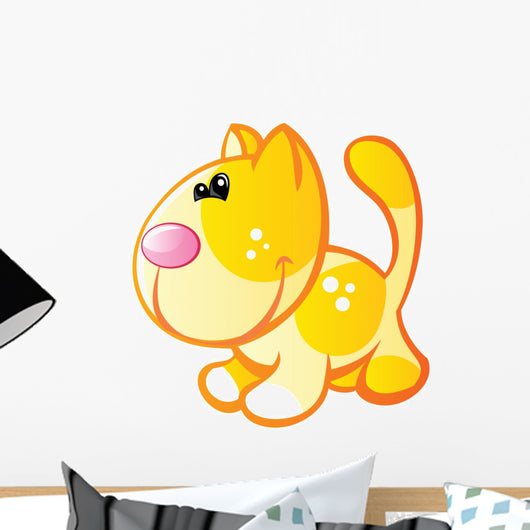 Yellow Cat with Orange Wall Decal