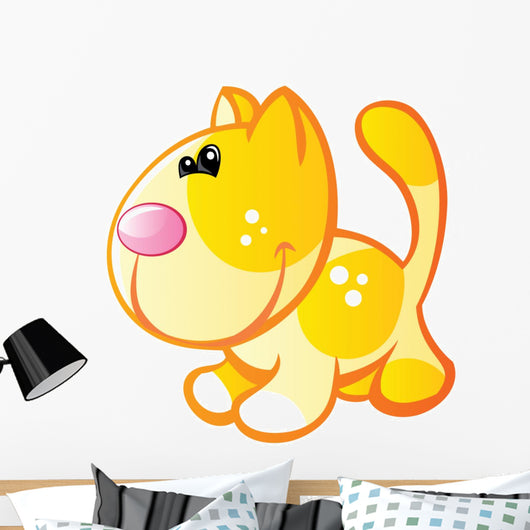Yellow Cat with Orange Wall Decal
