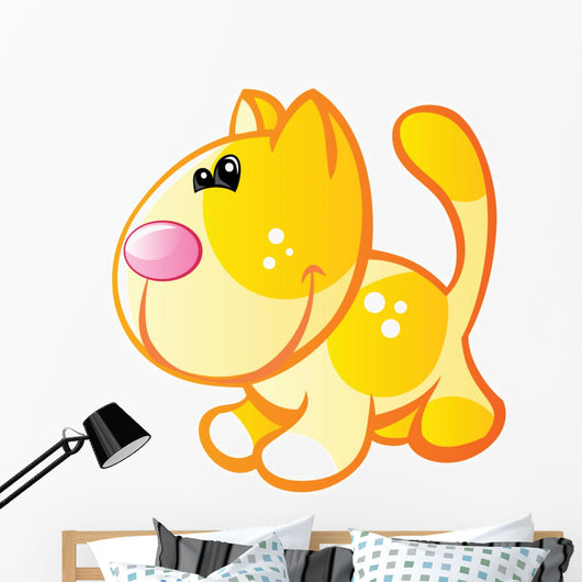 Yellow Cat with Orange Wall Decal