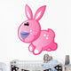 Pink Bunny With White Spots, Grey Nose Wall Decal