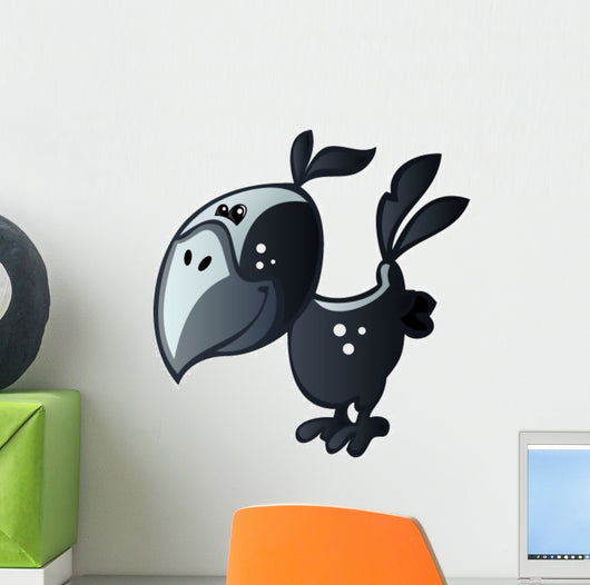 Black Bird with Blue Wall Decal