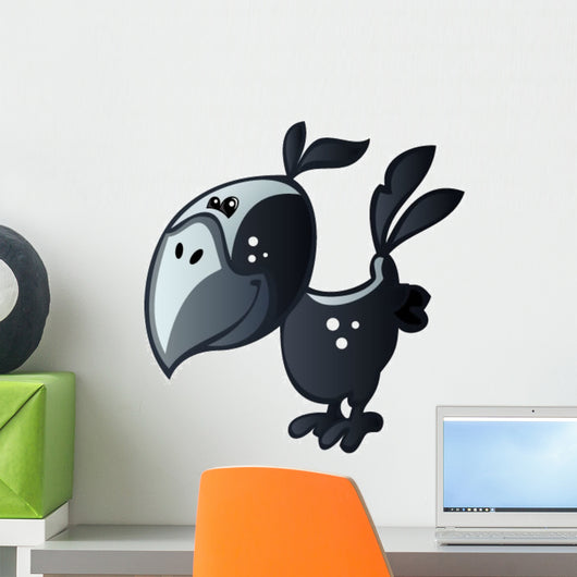 Black Bird with Blue Wall Decal