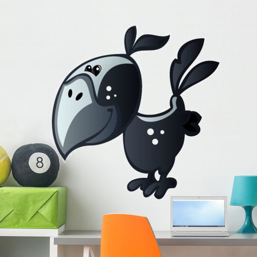 Black Bird with Blue Wall Decal