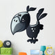 Black Bird with Blue Wall Decal