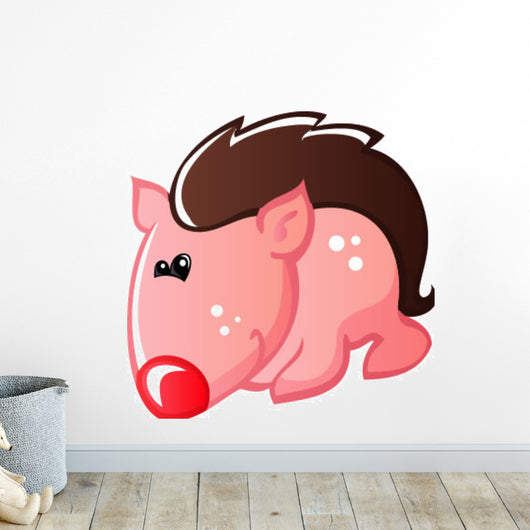Pink Hedgehog with White Wall Decal