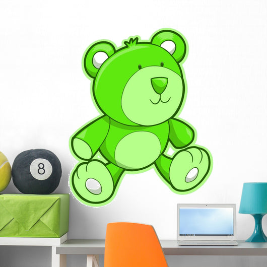 Little Green Teddy Bear Wall Decal