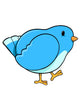 Fat Little Blue Bird Wall Decal