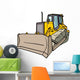 Left Side Yellow Bulldozer Wall Decal