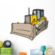 Left Side Yellow Bulldozer Wall Decal