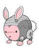 Cute White and Pink Robotic Bunny Wall Decal