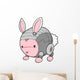 Cute White and Pink Robotic Bunny Wall Decal