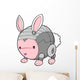 Cute White and Pink Robotic Bunny Wall Decal