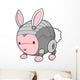 Cute White and Pink Robotic Bunny Wall Decal