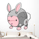 Cute White and Pink Robotic Bunny Wall Decal