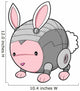 Cute White and Pink Robotic Bunny Wall Decal