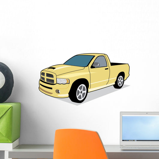 Yellow Short Bed Truck Wall Decal